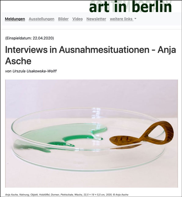 ANJA ASCHE. art-in-berlin.de Interviews in Ausnahmesituationen – Anja Asche