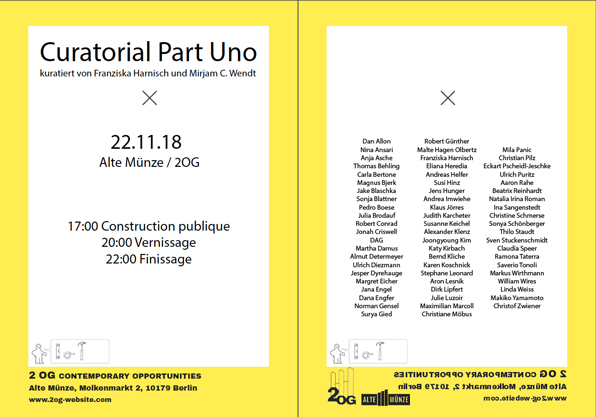 Exhibition Flyer Curatorial Part Uno 22Nov2018